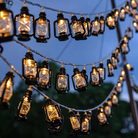 Retro Kerosene Lamp LED Fairy String Lights, Battery Powered