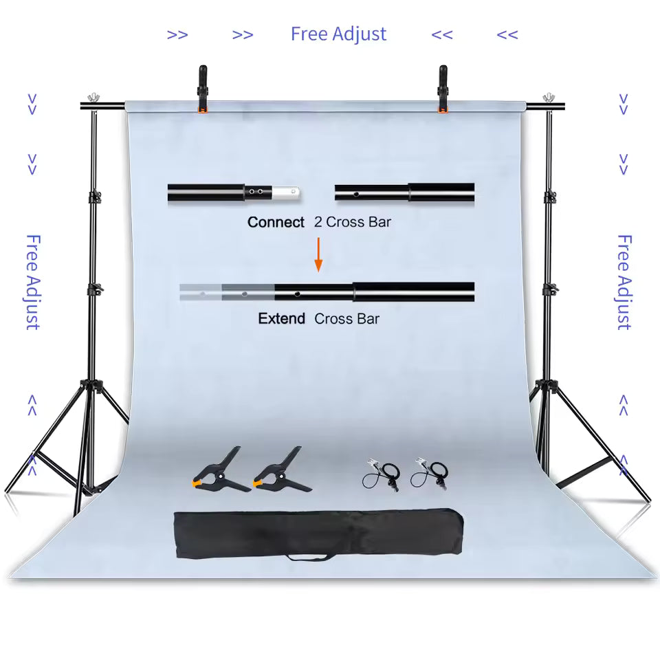 SH Photography Background Stand Kit Adjustable Backdrop Support System