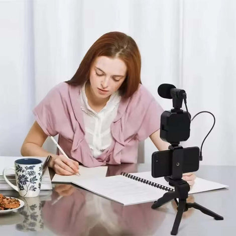 Smartphone Vlogging Kit with Tripod, Mic & LED Light for YouTube/TikTok