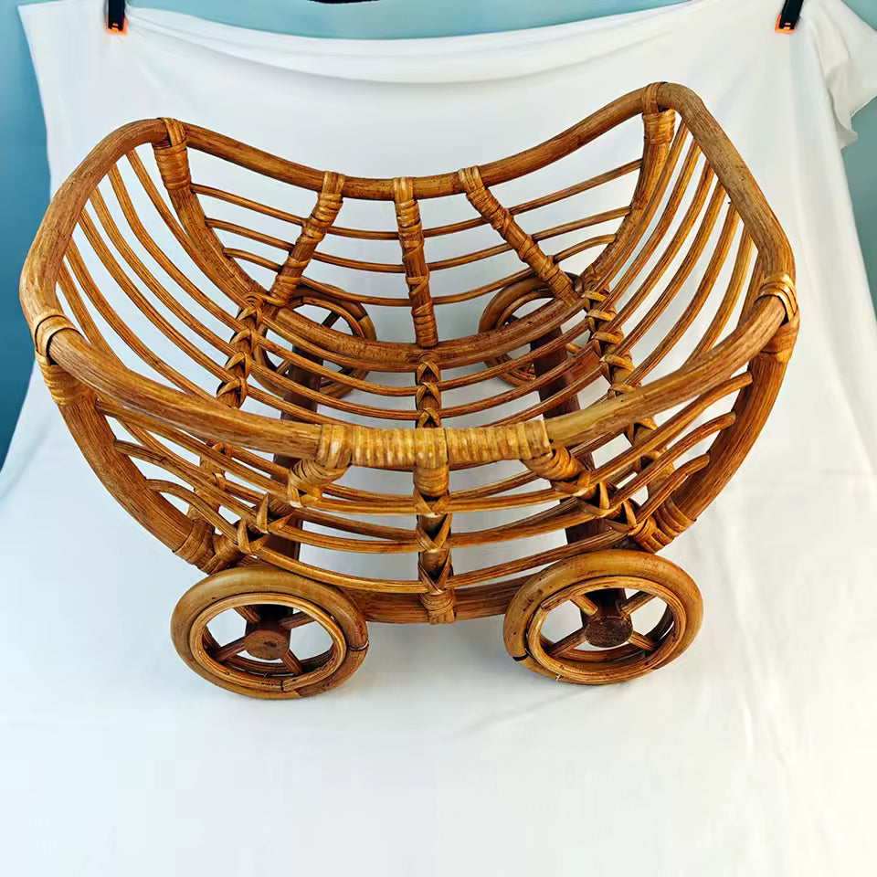Original Baby Rattan Cart Basket Newborn Photography Prop