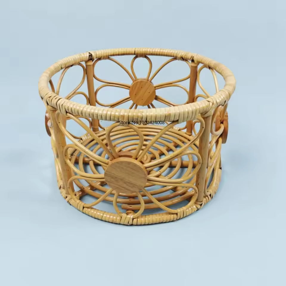 Rattan Retro Basket Chair – Handmade Newborn Photography Prop