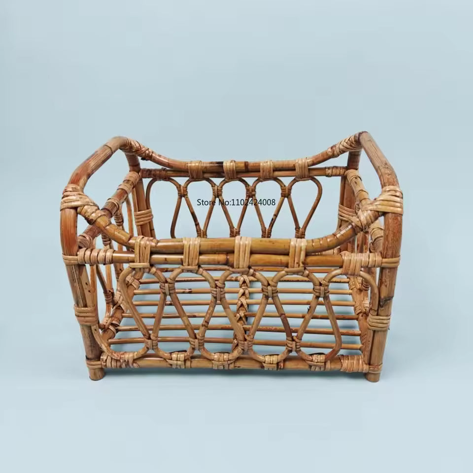 Rattan Retro Basket Chair – Handmade Newborn Photography Prop