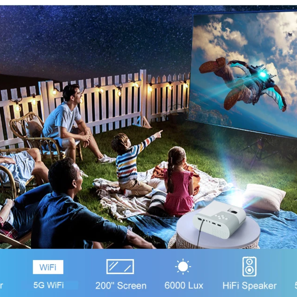 WZATCO DP02W Mini Projector – 1080P WiFi 5 Bluetooth LED