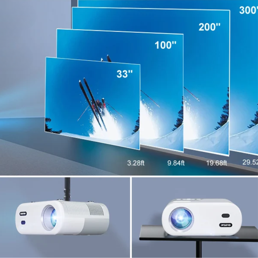 WZATCO DP02W Mini Projector – 1080P WiFi 5 Bluetooth LED