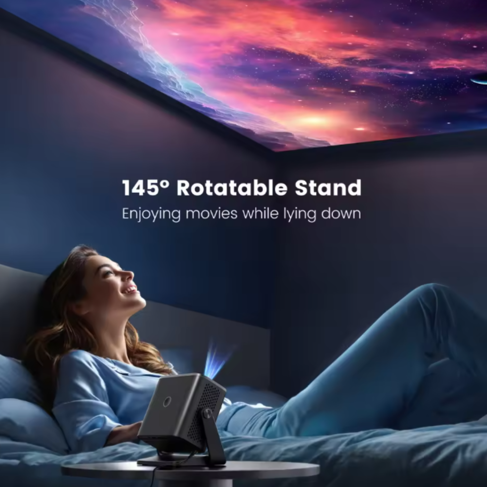 145° Adjustable Stand Mini Projector with WiFi, Bluetooth, 1080P Support