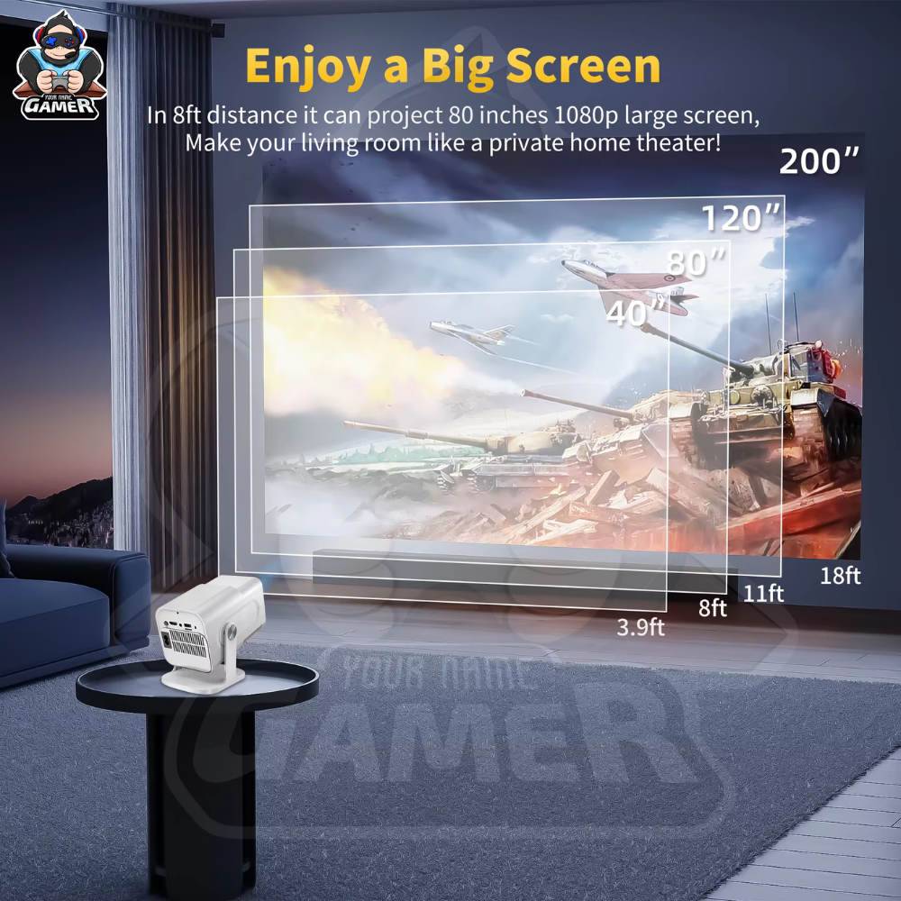 HCS350 MAX Projector – Android 11, 10,000 Games