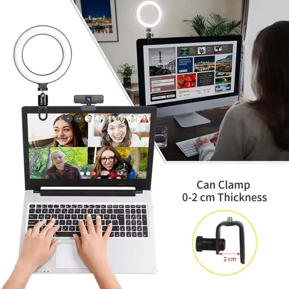 6.3'' LED Ring Light USB Clip Lamp for Laptop, YouTube & TikTok Live