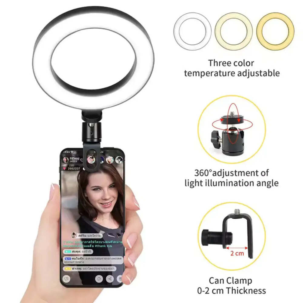 6.3'' LED Ring Light USB Clip Lamp for Laptop, YouTube & TikTok Live